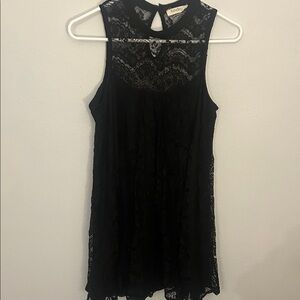 Free People Black Lace Sleeveless Blouse